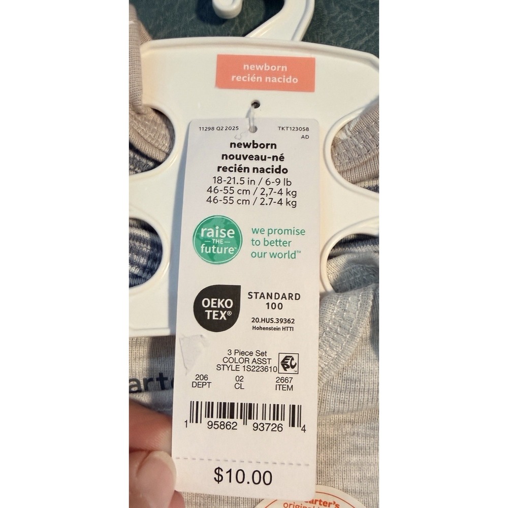 Carters Newborn Short Sleeve Bodysuits - NB - 3 Pieces - Pandas NWT - Picture 6 of 7